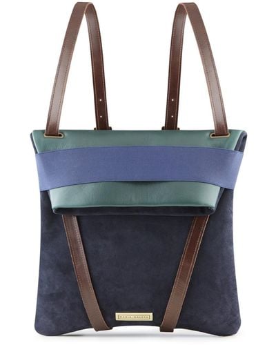 Maria Maleta Backpack Moss Green & Blue Leather