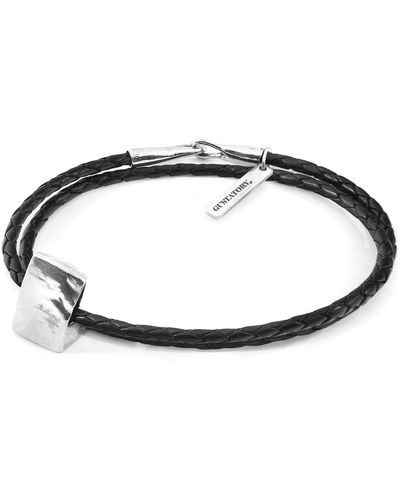 Anchor and Crew Midnight Gustatory Coffee Bag Silver & Braided Leather Bracelet - Metallic