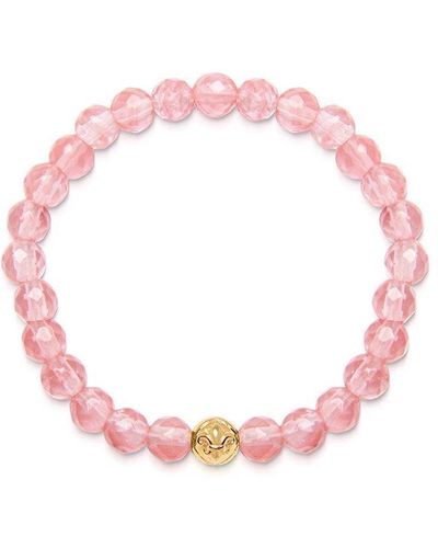 Nialaya Wristband With Cherry Quartz And Gold - Pink