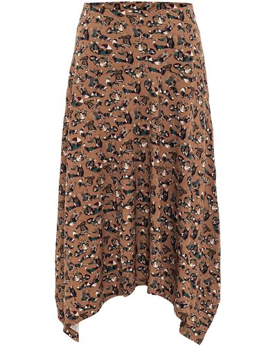 anou anou Shahmaran Print Asymmetric Skirt - Brown
