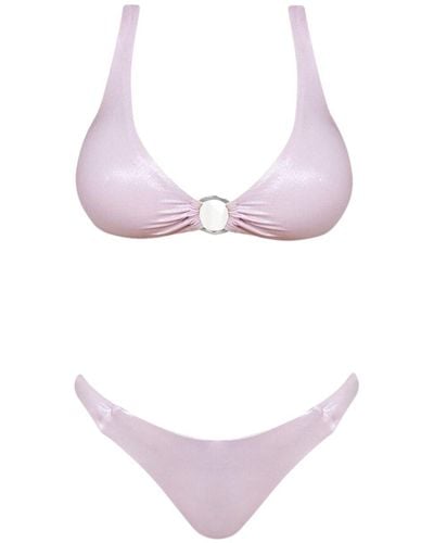Cliché Reborn Pink Silver Bikini Set With Ring Detail - Purple
