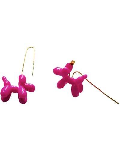 Ninemoo Balloon Poodle Threader Earrings - Pink