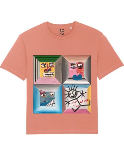 Boutique Kaotique Four Moods Organic Cotton T-shirt Rose Clay. - Multicolor