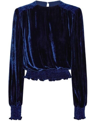 LAHIVE M.j. Cobalt Silk Velvet Top - Blue