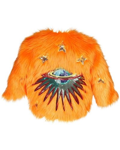 Jennafer Grace Planet Queen Orange Faux Fur Jacket