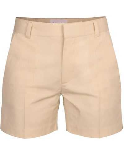 blonde gone rogue Neutrals Classic Shorts With Side Slits, Upcycled Cotton, In Light - Natural