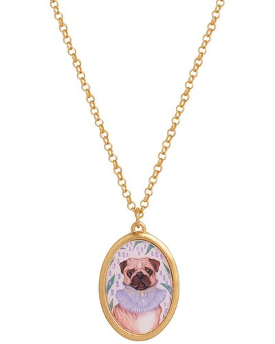 Fable England Fable Catherine Rowe Pet Portraits Pug Pendant Short Necklace - Metallic