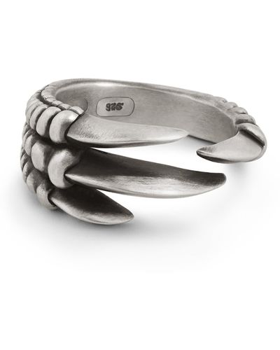 Snake Bones Eagle Claw Ring In Sterling - Metallic