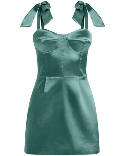 Tia Dorraine Sweetheart Melody Satin Mini Dress - Green