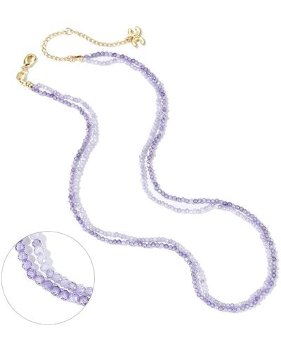 Classicharms Clarice Purple Crystal Mini Beaded Double Layered Necklace - Blue