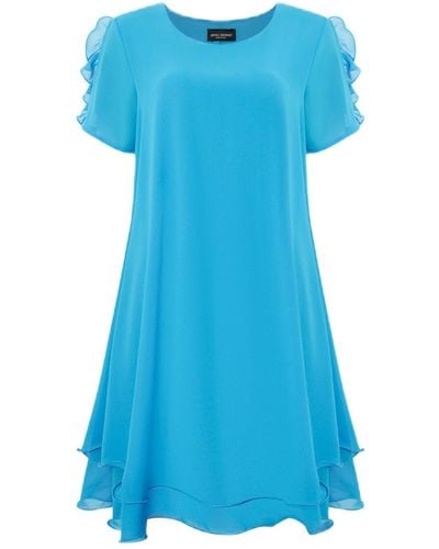James Lakeland Short Sleeve Wave Hem Dress Turquoise - Blue