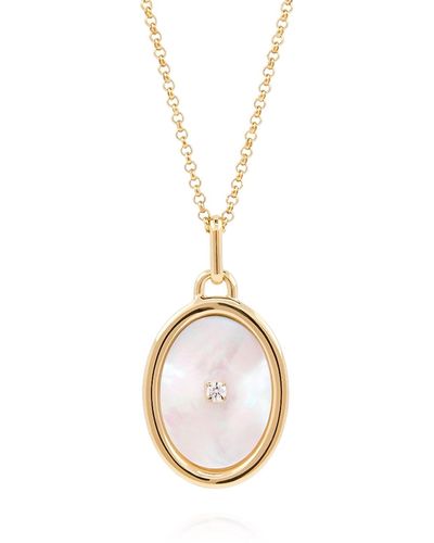 Cote Cache Mother Of Pearl Mirror Pendant Necklace - Metallic