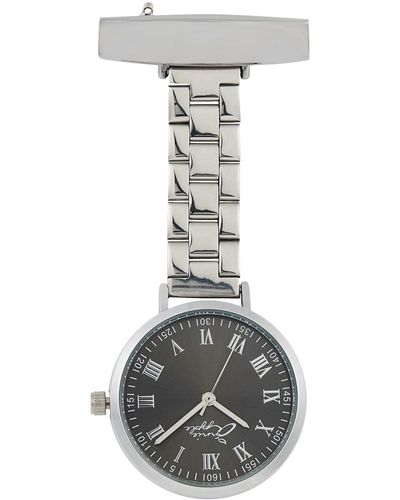 Bermuda Watch Company Annie Apple Meraki Gunmetal/silver Link Nurse Fob Watch - Black