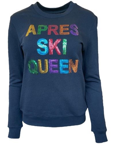 Any Old Iron Rainbow Aprés Ski Queen Sequin Sweatshirt - Blue