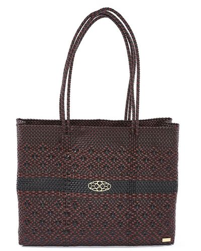 Lolas Bag Aztec Black Burgundy Travel Tote Bag With Clutch - Brown