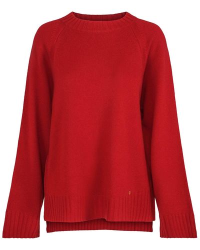 tirillm Amber Chunky Pure Cashmere Pullover In Claret - Red