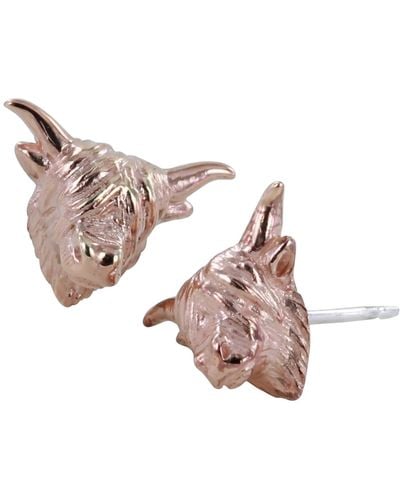 Reeves & Reeves Sterling Silver And Highland Cow Stud Earrings - Pink
