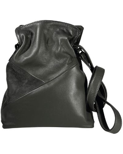 Taylor Yates Tilly Mini Hobo Leather & Suede In Storm - Black