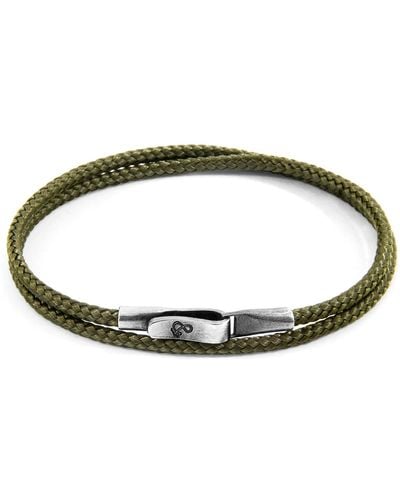 Anchor and Crew Khaki Green Liverpool Silver & Rope Bracelet