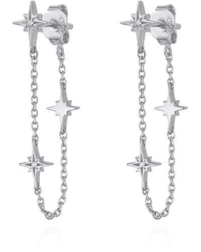 Luna Charles Savannah Star Drop Chain Earrings - White
