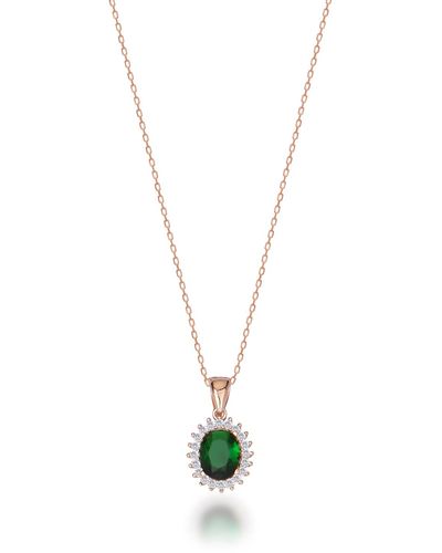 BY EDA DOGAN Emerald Green Stone Pendant Necklace - Metallic