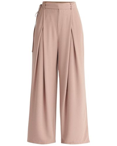 Paisie Neutrals Pleated High Waist Trousers In Taupe - Pink