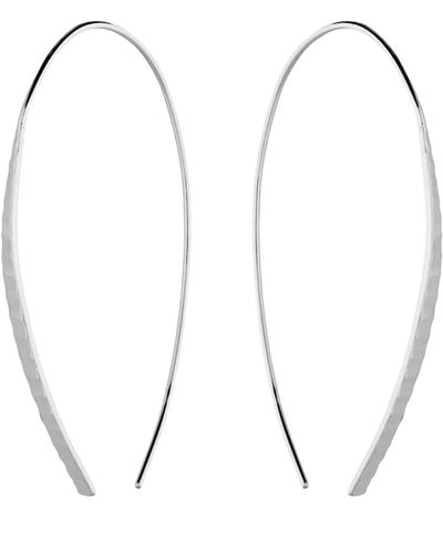 Kaizarin Sterling Silver Diamond Cut Tapered Bar Pull Through Earrings - Metallic