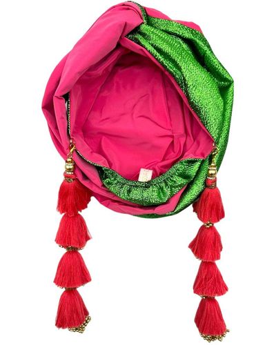 Julia Clancey Classic Madam Snazzy Green & Pink Taffeta Dorado Turban