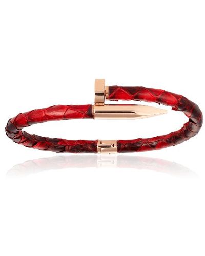 Double Bone Bracelets Python Bracelet With Rose Gold Nail - Red