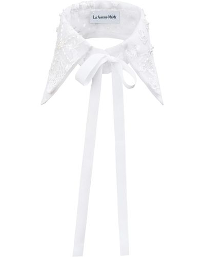 LA FEMME MIMI Zerowaste Collar Sequins Embroidered - White