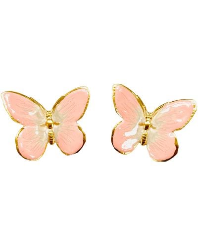 The Pink Reef Oversized Glassine Butterfly In Pink & Pearl