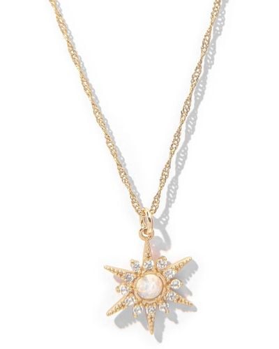 The Essential Jewels Filled Opal Starburst Dainty Necklace - Metallic