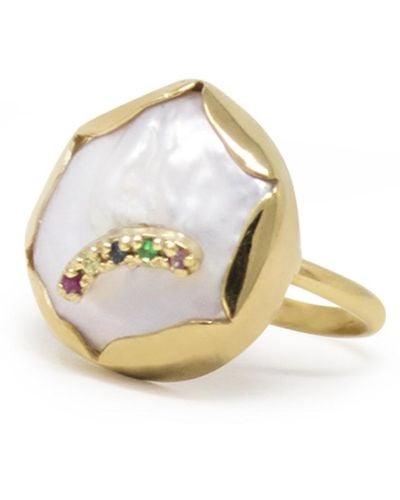 Vintouch Italy Over The Rainbow Pearl Ring - Multicolor