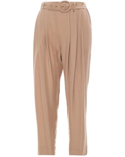 Nissa High-rise Beige Paperbag Trousers - Brown