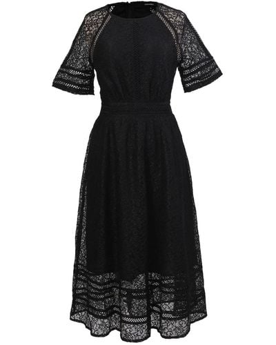 Smart and Joy All-lace Flared Dress And Trims - Black