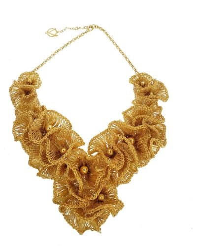 Lavish by Tricia Milaneze All Buttercup Maxi Handmade Crochet Necklace - Metallic
