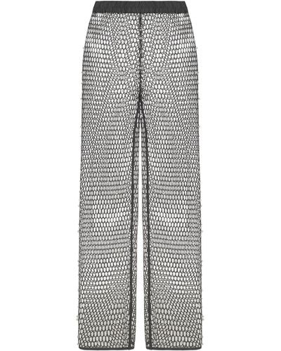 Nocturne Shimmering Threaded Mesh Trousers - Grey