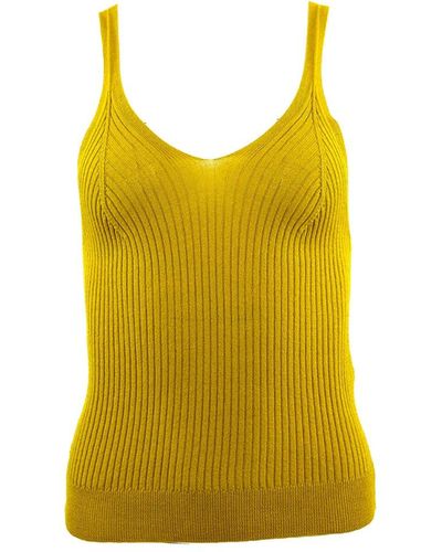 Theo the Label Eos Ribbed V-tank Top - Yellow