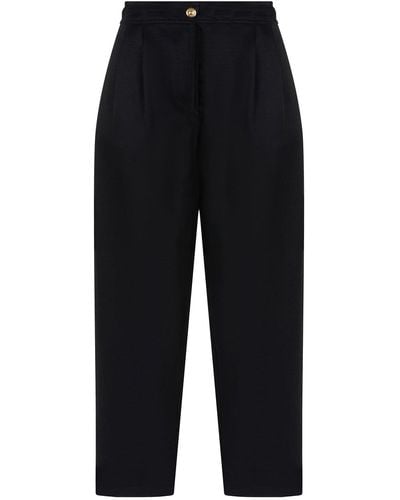 Nocturne Navy High-waisted Carrot Trousers - Blue