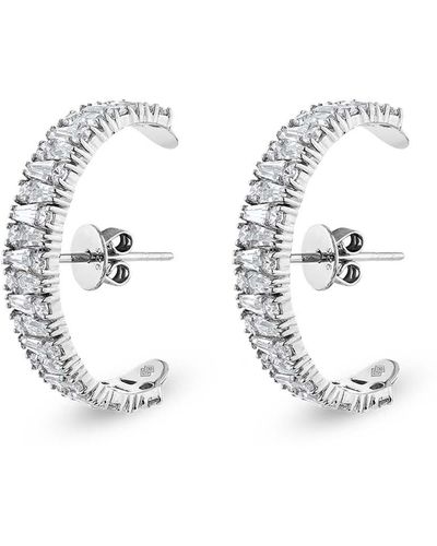 SALLY SKOUFIS Culture Earrings With Made White Diamonds In Sterling Silver - Metallic