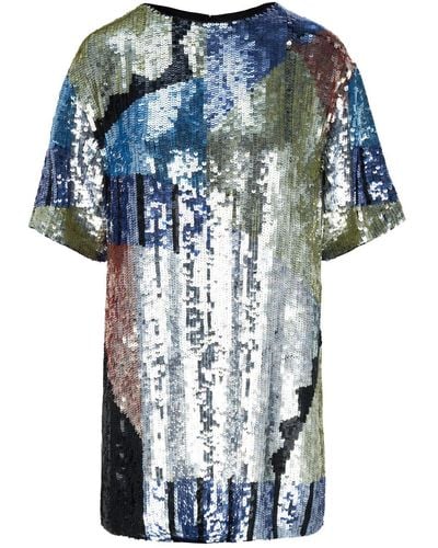 RaeVynn Lexi T-shirt Sequin Dress - Blue