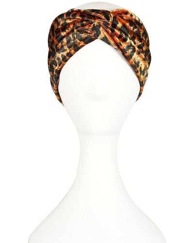 Jennafer Grace Golden Leopard Twist Headband - White