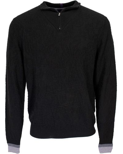 lords of harlech Quinn Quarter-zip Merino Jumper In - Black