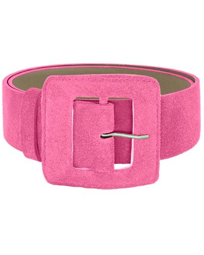 BeltBe Suede Square Buckle Belt - Pink