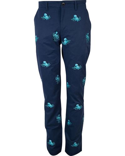 lords of harlech Charles Octopus Embroidery Pants - Blue
