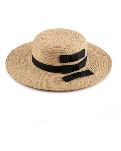 Justine Hats Neutrals Stylish Straw Boater Hat - Natural