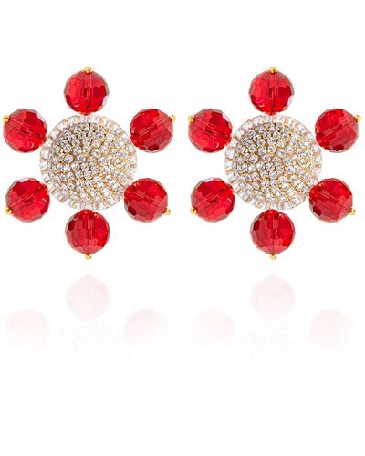 Saule Label Jolie Clip-on Earrings In Amaranth Red