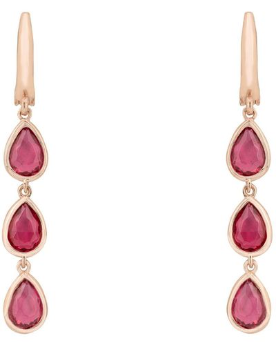 LÁTELITA London Sardinia Triple Teardrop Earrings Rosegold Pink Tourmaline - Red