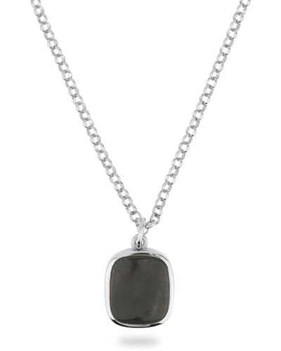 Phira London Jamestown Green Bloodstone Square Stone Necklace & Pendant - Metallic