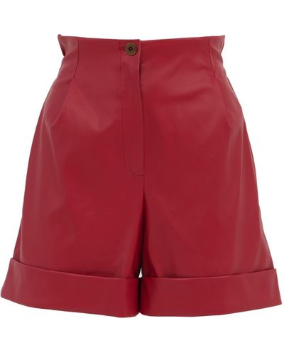 Julia Allert Faux Leather Shorts - Red